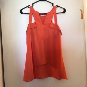 Orange High-Low Cut-Out Tank Top
